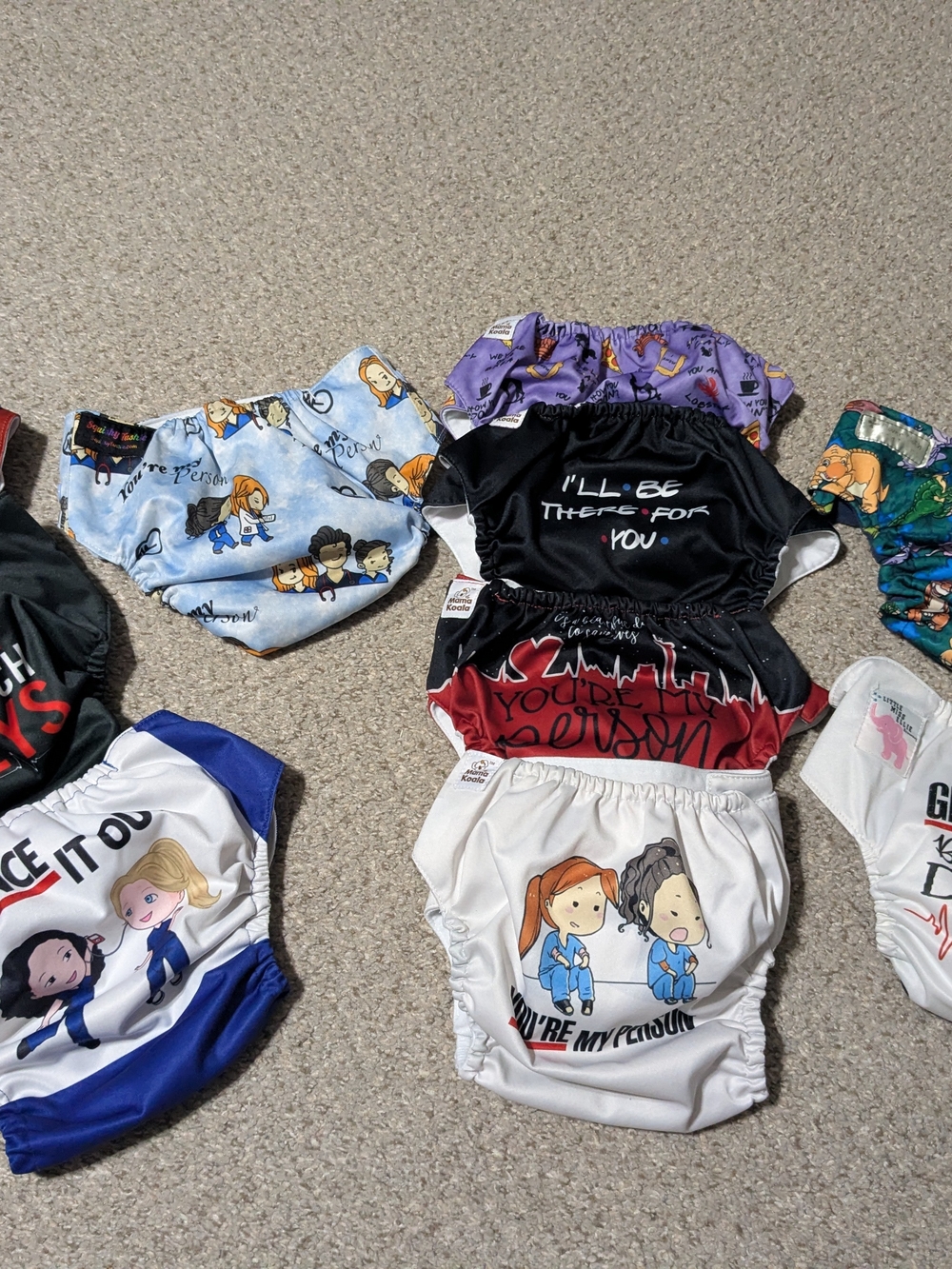 Cloth Diapers - Grey's Anatomy, Friends & Land Before Time Themed